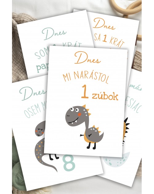 Míľnikové kartičky Dinosauriky pre chlapca