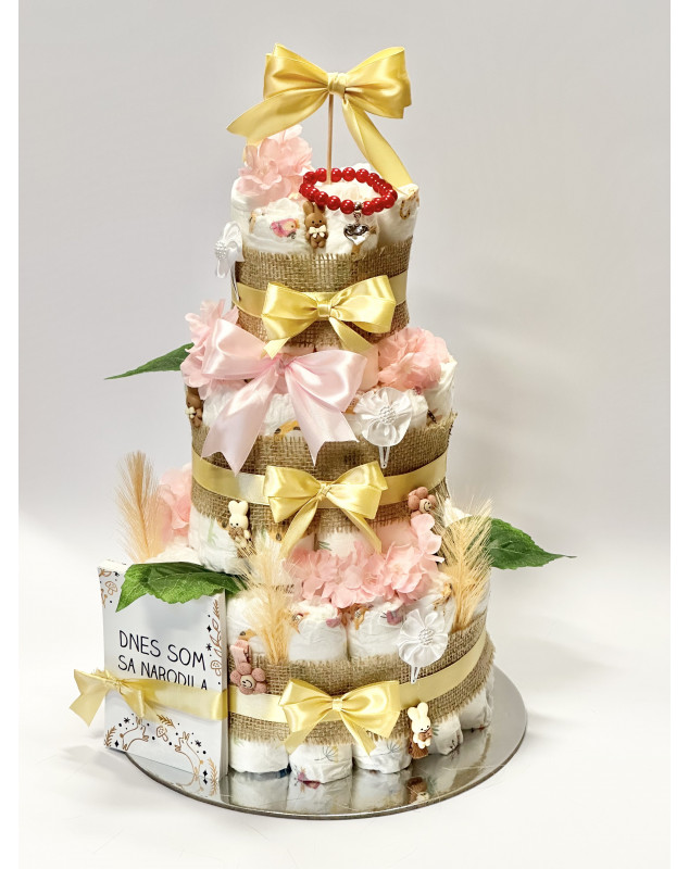 Unisex plienková torta s míľnikovými kartičkami, 3 poschodia